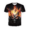 T-shirt à Imprimé Crâne Flamme à Manches Courtes - Noir S