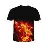 Flower Fire Print Short Sleeve T-shirt - BLACK S