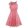 Mini Robe Chinée Ligne A avec Nœud Papillon - Rose clair XXL