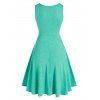 Plunging Neck A Line Dress Ruched Bowknot Wide Waist Party Fit And Flare Dress - GREEN XXXL