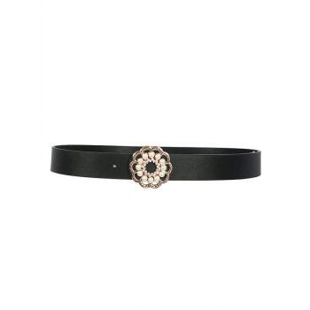 

Retro Faux Pearl Floral Buckle Belt, Black