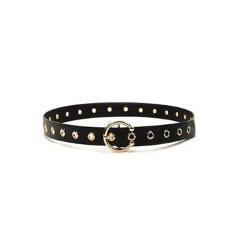 

C Shape Pin Buckle Grommet Belt, Black