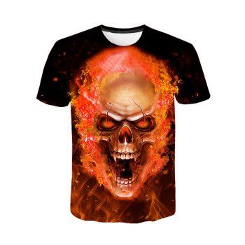 

Skull Fire 3D Print Short Sleeve T-shirt, Red