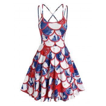 Strappy Star Mermaid Print Dress, Light pink