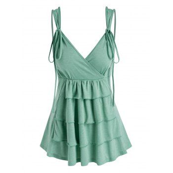 

Strappy Layered Surplice Tank Top, Light green