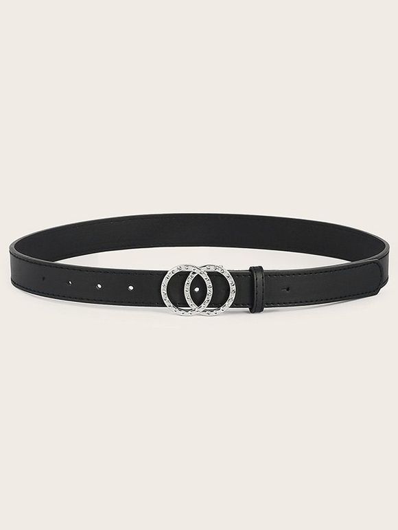 Ceinture Bouclée Cercle Strass Incrusté - Noir 
