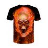 Skull Fire 3D Print Short Sleeve T-shirt - RED S