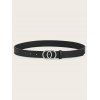 Ceinture Bouclée Cercle Strass Incrusté - Noir 