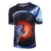 T-shirt à Imprimé Galaxie Loup à Manches Courtes - multicolor S
