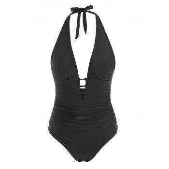 

Ruched Knot High Cut One-piece Swimsuit, Black