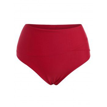 

High Waisted Full Coverage Bikini Bottom, Red