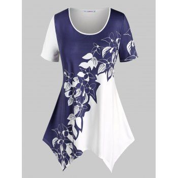 

Plus Size Floral Handkerchief T Shirt, White