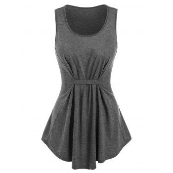 

Heathered Gathered Irregular Tank Top, Dark gray