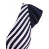 Plunge Ruched Sailor Striped One-piece Swimdress - DEEP BLUE M