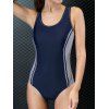 Striped Cutout Racerback One-piece Swimsuit - DEEP BLUE 2XL
