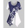 T-shirt Mouchoir Fleuri de Grande Taille - Blanc 3X