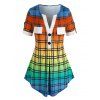 Blouse à Carreaux en Couleur Ombrée de Grande Taille - multicolor 3X