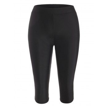 

High Waisted Modest Capri Swim Pants, Black
