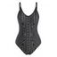 Maillot de Bain Motif Géométrique à Pois à Col V Une-Pièce - Noir S