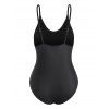 Maillot de Bain Motif Géométrique à Pois à Col V Une-Pièce - Noir XL