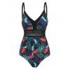 Maillot de Bain Fleuri Imprimé en Maille Jointive Une-Pièce - multicolor XL