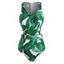 Palm Print Cutout Racerback Tie Back Zip One-piece Swimsuit - LIGHT GREEN S