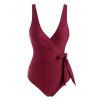 Maillot de Bain Superposé Noué Matelassé Une-Pièce - Rouge foncé XL