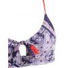 Paisley Print Knot Tie Side Tanga Bikini Swimwear - BLUE L