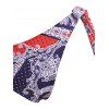 Paisley Print Knot Tie Side Tanga Bikini Swimwear - BLUE L