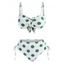 Polka Dot Cinched Ruched Full Coverage Bikini Swimwear - WHITE M