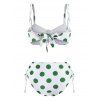 Polka Dot Cinched Ruched Full Coverage Bikini Swimwear - WHITE M