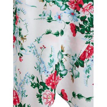 Flower Print Vacation Sundress Criss Cross Garden Party Dress Overlap High Low Cami Dress