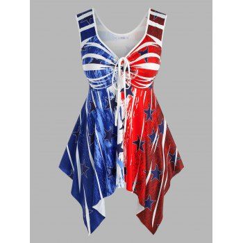 

Plus Size Star Printed Handkerchief Tank Top, Multicolor