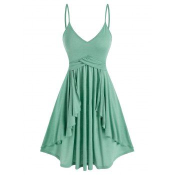 

Spaghetti Strap Casual Overlay Dress, Light green