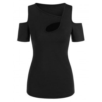 

Cold Shoulder Cut Out T-shirt, Black