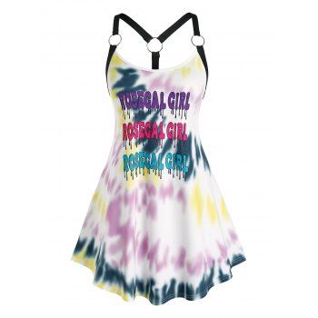 

Plus Size Tie Dye Melting Letters Printed Top, Multicolor