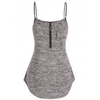 

Space Dye Half Zip Cami Tank Top, Battleship gray