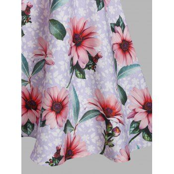 Ditsy Flower Print Cottagecore A Line Mini Sundress Floral Corchet Lace Insert Skater Dress
