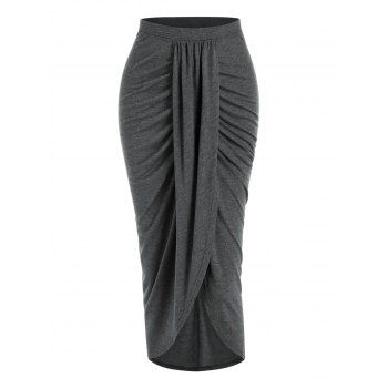 

Slit Front Draped Bodycon Skirt, Dark gray