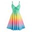 Robe D'Eté Sanglée en Couleur D'Arc-en-ciel Ombrée en Ligne A - multicolor XXXL
