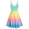 Robe D'Eté Sanglée en Couleur D'Arc-en-ciel Ombrée en Ligne A - multicolor XXXL