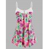 Plus Size Printed Flower Cami Tank Top - multicolor 5X