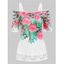 T-shirt Déchiré à Imprimé Fleur en Dentelle Insérée - Rose clair XXL