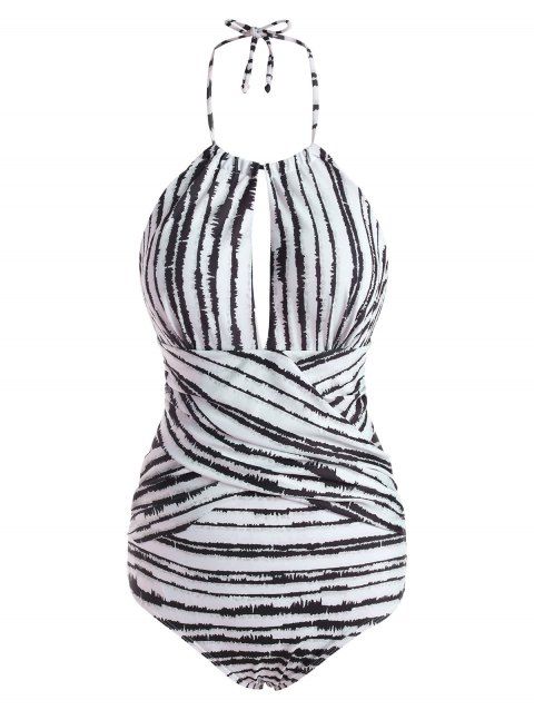 Striped Cutout Criss Cross One-piece Swimsuit