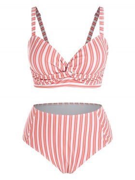 Plus Size Twisted Striped Bikini Swimwear