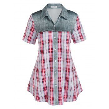 

Plus Size Plaid Denim Pattern Blouse, Multicolor