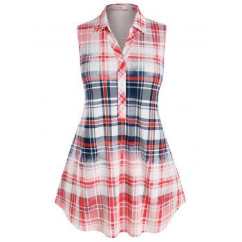 

Plus Size Sleeveless Plaid Colorblock Blouse, Multicolor