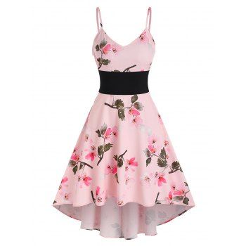 

Floral Print High Low Cami Dress, Light pink