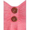 Sleeveless Mock Button Handkerchief Heathered Dress - LIGHT PINK M