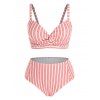 Maillot de Bain Tankini Rayé Tordu de Grande Taille - orange clair 3X